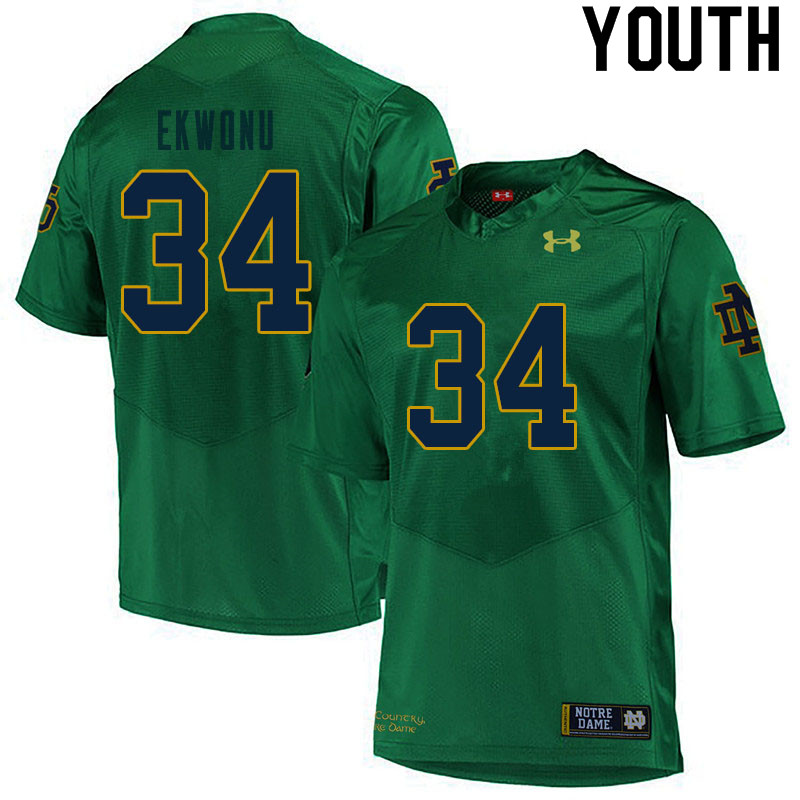 Youth #34 Osita Ekwonu Notre Dame Fighting Irish College Football Jerseys Sale-Green